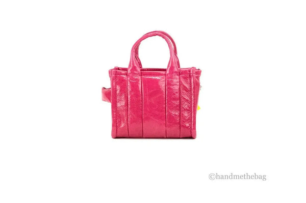 Marc Jacobs - The Shiny Crinkle Micro Tote Magenta Leather Crossbody Bag Handbag