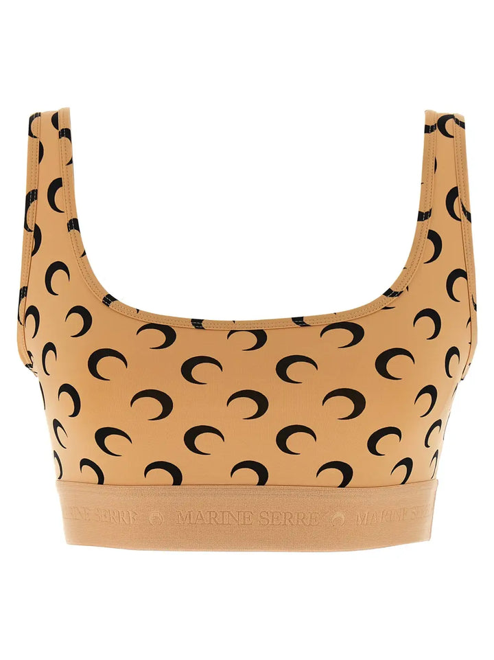 Marine Serre Beige Polyamide Sport Bra