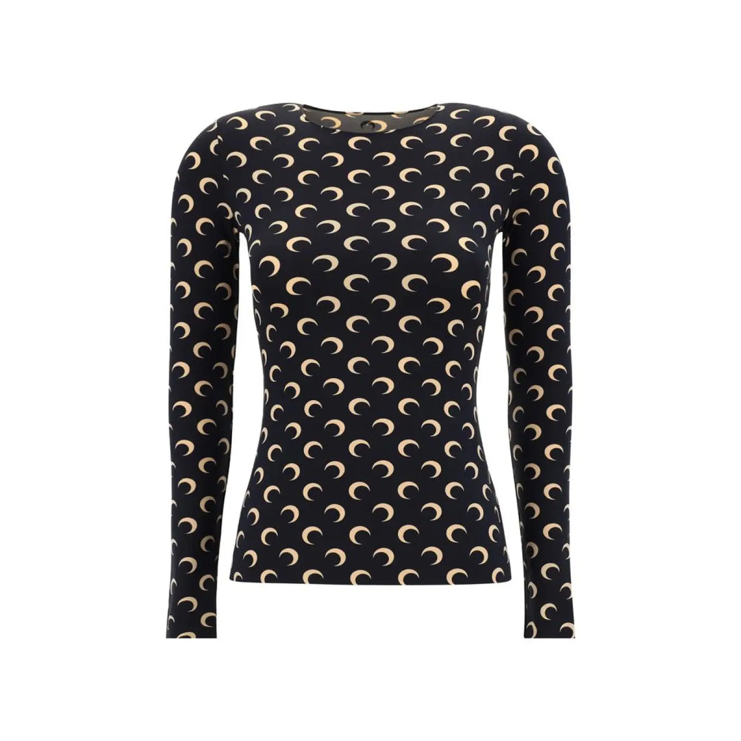 Marine Serre Black Polyamide Long Sleeve T-shirt