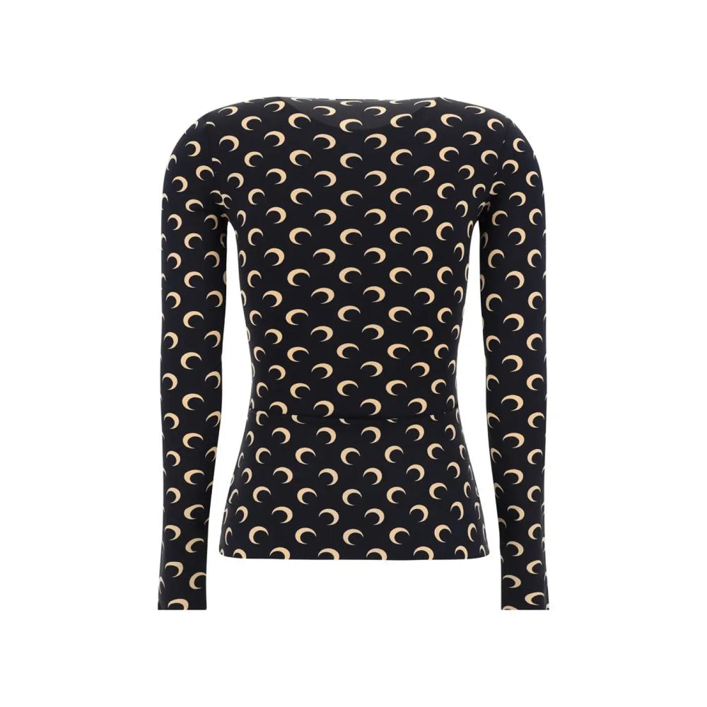 Marine Serre Black Polyamide Long Sleeve T-shirt