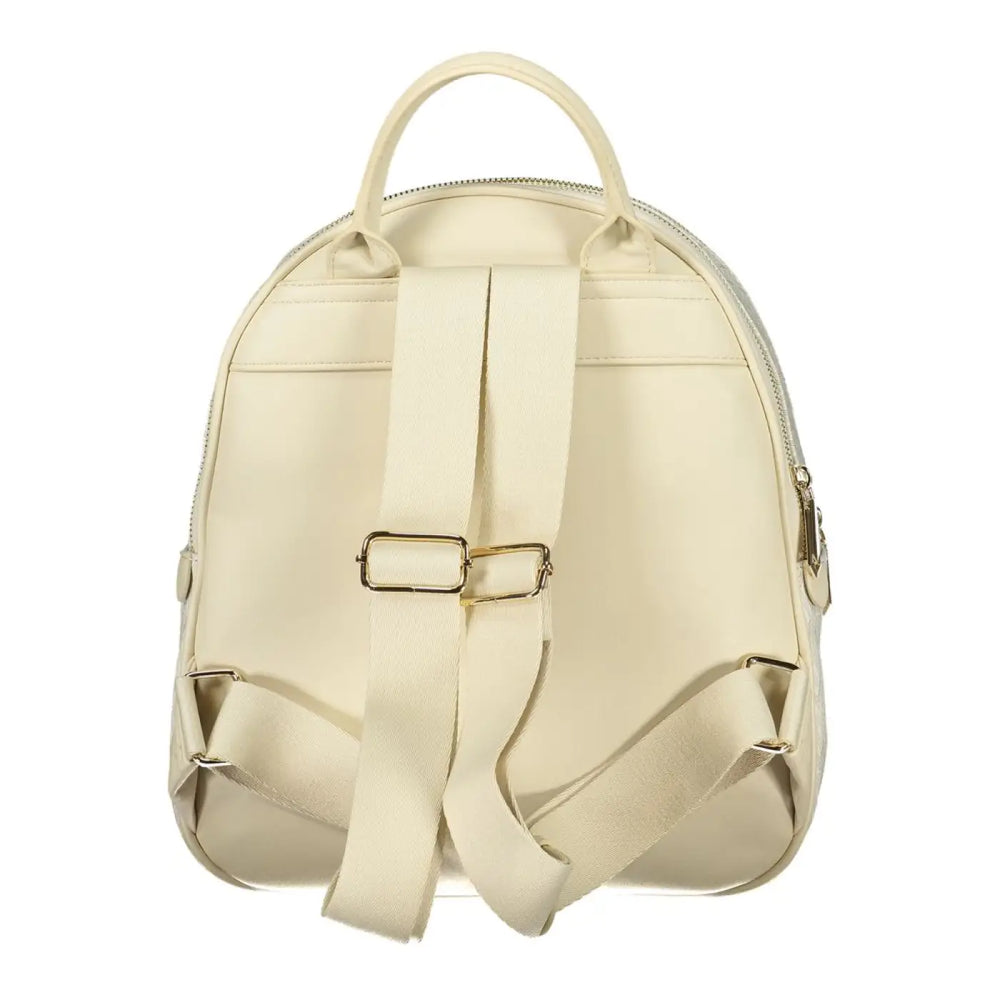 Mario Valentino Beige Polyurethane Women’s Backpack with Adjustable Straps