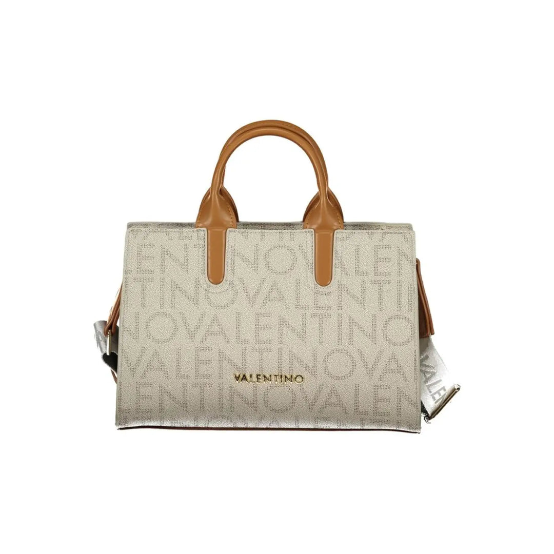 Mario Valentino Beige Polyurethane Women’s Bag with Handles and Pocket