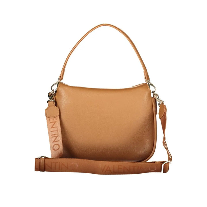 Mario Valentino Brown Polyurethane Women’s Bag with Removable Shoulder Strap