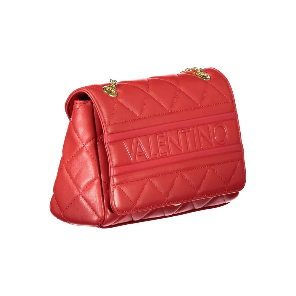 Mario Valentino Red Handle Shoulder Bag with Chain and Logo Detailing