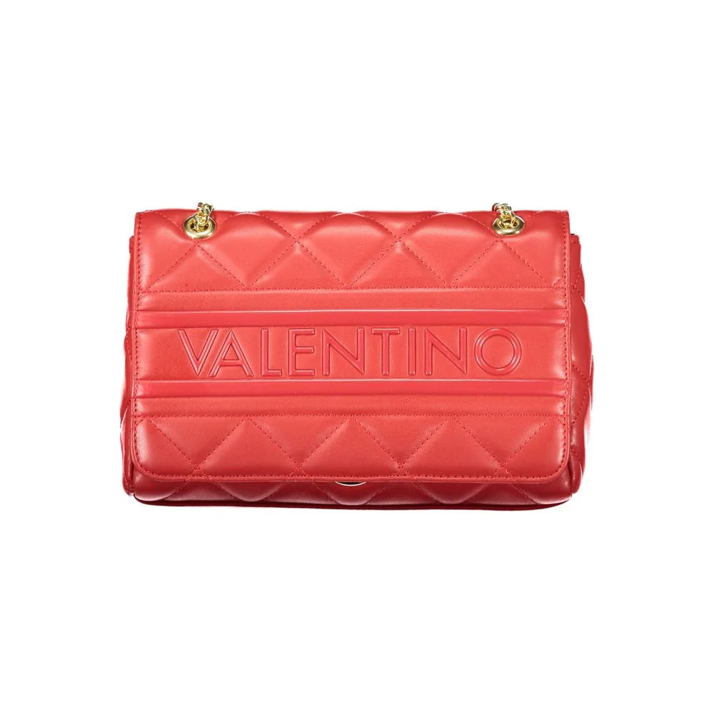 Mario Valentino Red Handle Shoulder Bag with Chain and Logo Detailing