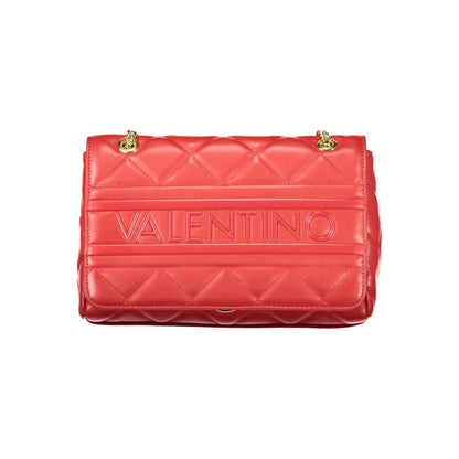 Mario Valentino Red Handle Shoulder Bag with Chain and Logo Detailing