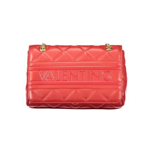 Mario Valentino Red Handle Shoulder Bag with Chain and Logo Detailing