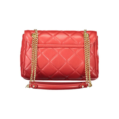 Mario Valentino Red Handle Shoulder Bag with Chain and Logo Detailing