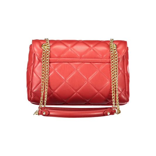 Mario Valentino Red Handle Shoulder Bag with Chain and Logo Detailing