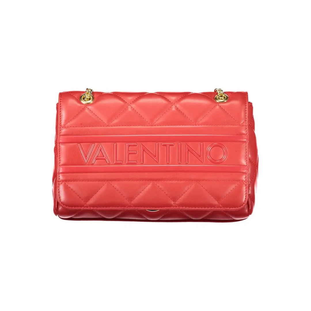 Mario Valentino Rosso Polyurethane Women’s Bag with Chain and Internal Pockets