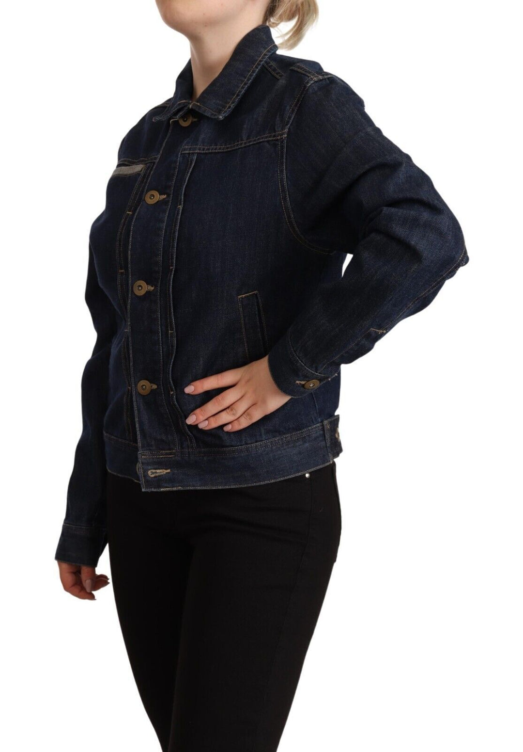Master Coat Trucker Jackets - Dark Blue Button Down Long Sleeves Denim Jacket