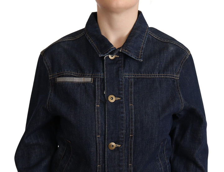 Master Coat Trucker Jackets - Dark Blue Button Down Long Sleeves Denim Jacket
