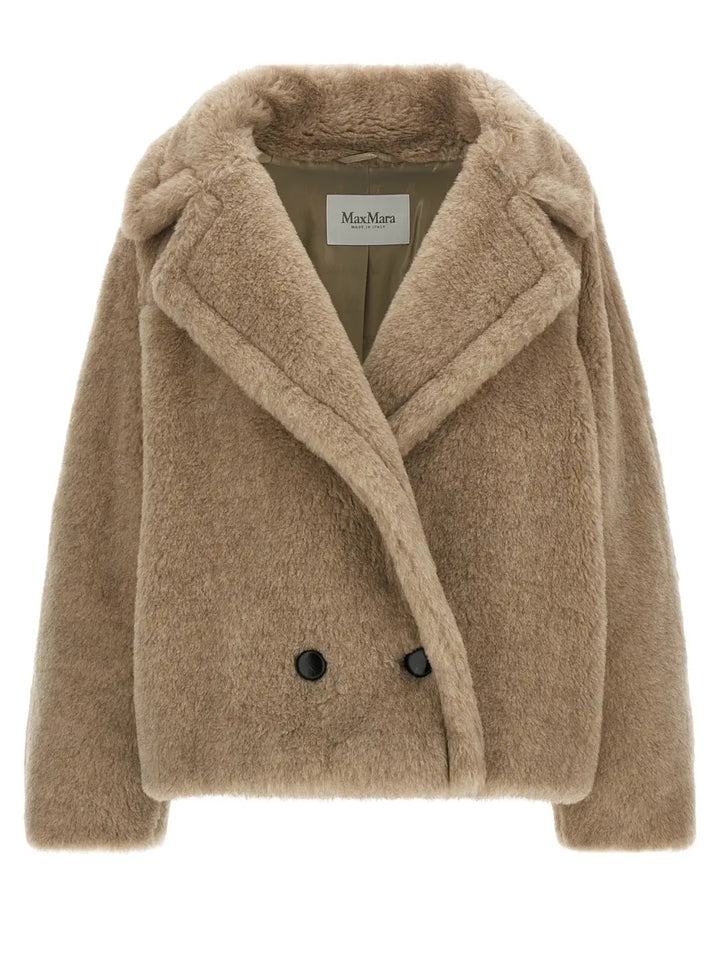 Max Mara Beige Alpaca Leather Coat