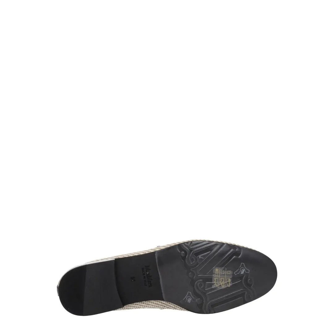 Max Mara Beige Fabric Slip-On Loafers