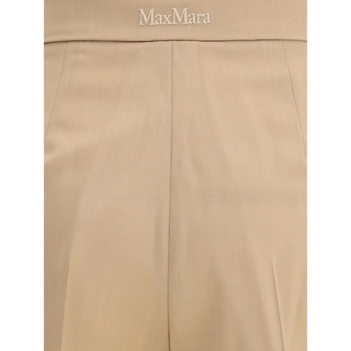 Max Mara Beige Fleece Wool Casual Pants