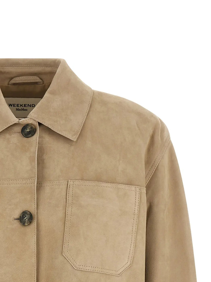 Max Mara Beige Lamb Leather Jacket