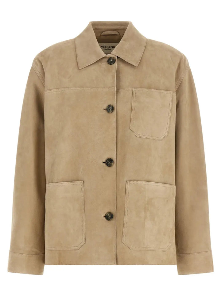 Max Mara Beige Lamb Leather Jacket