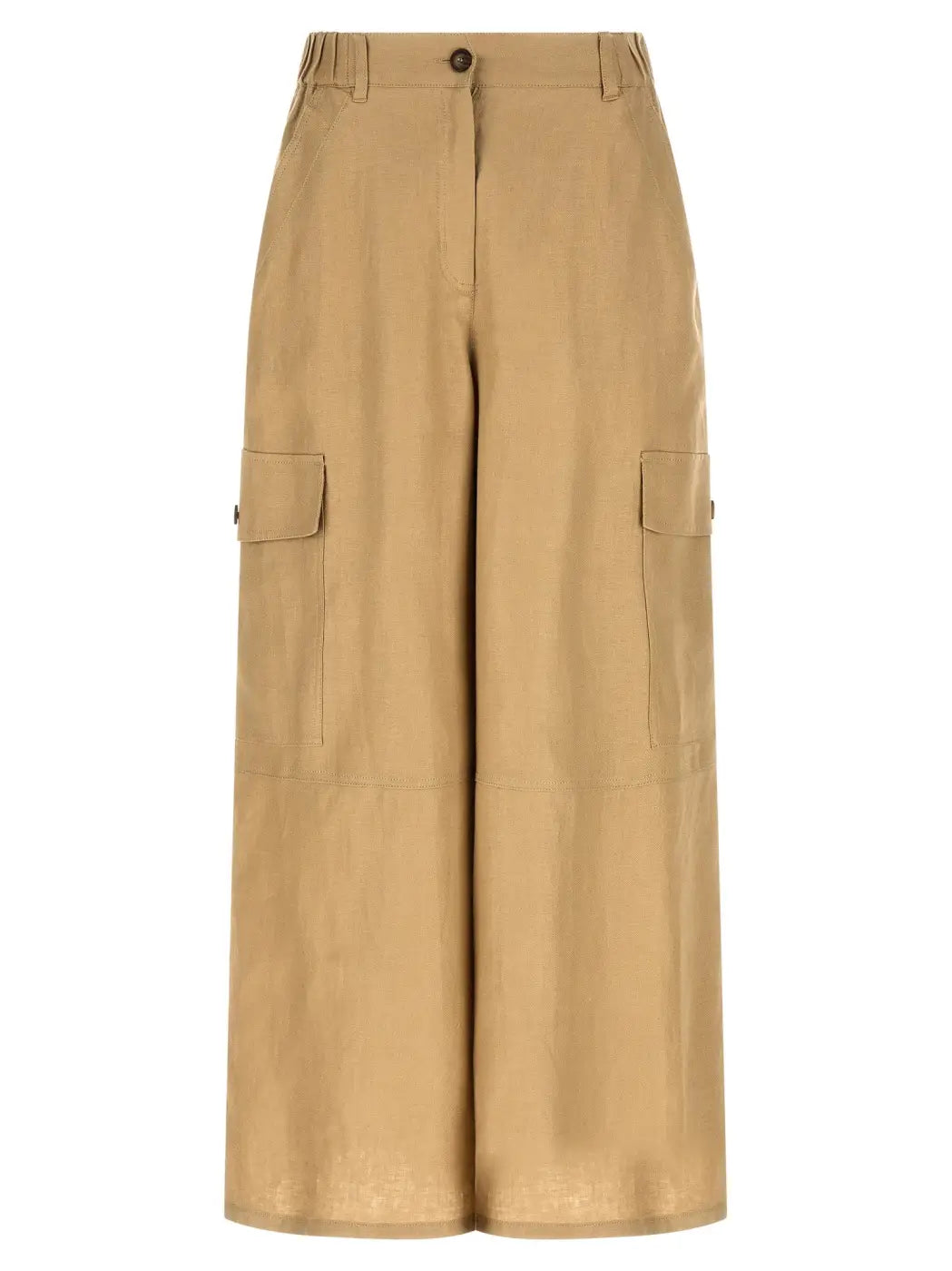 Max Mara Beige Linen Cargo Pants