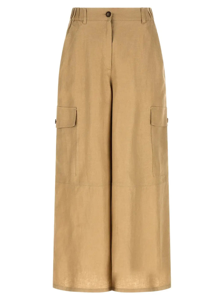 Max Mara Beige Linen Cargo Pants