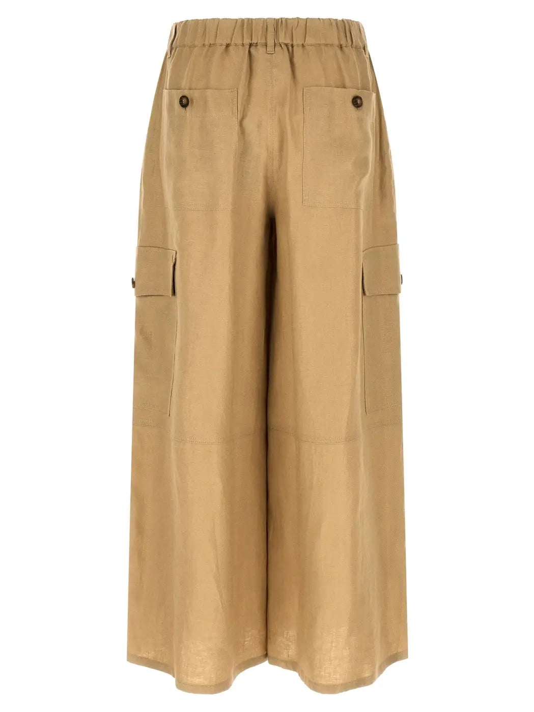 Max Mara Beige Linen Cargo Pants