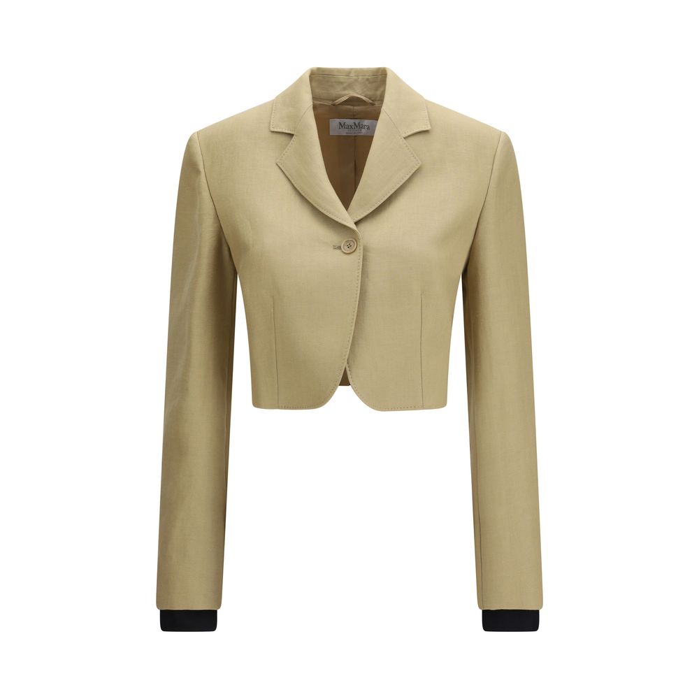 Max Mara Trucker Jackets - Beige Linen Denim Jacket