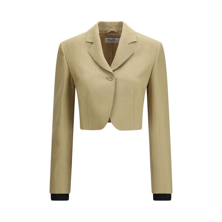 Max Mara Trucker Jackets - Beige Linen Denim Jacket