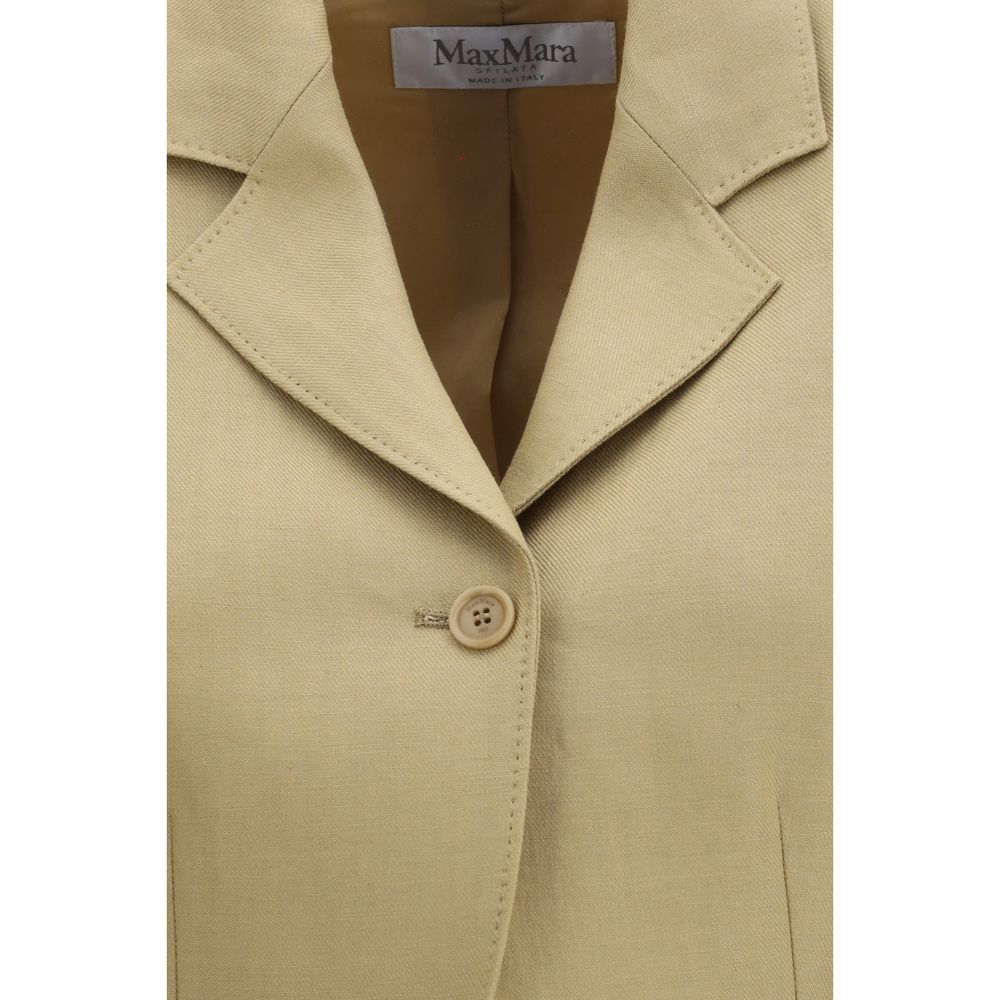 Max Mara Trucker Jackets - Beige Linen Denim Jacket