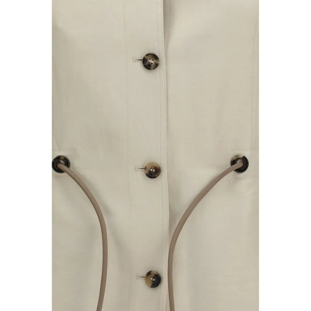 Max Mara Beige Linen Full-length Jacket