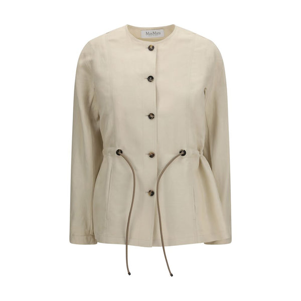 Max Mara - Beige Linen Full-Length Jacket