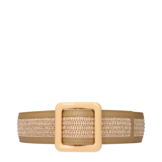 Max Mara Beige Raffia Belt with Chic Front Detail
