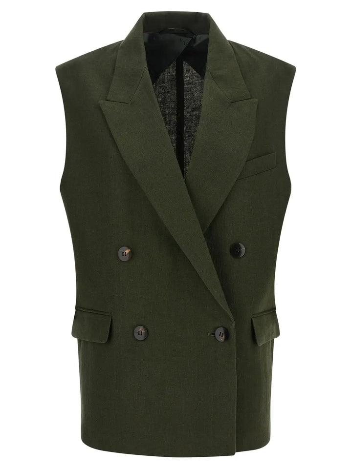 Max Mara Bicolor Linen Sleeveless Jacket