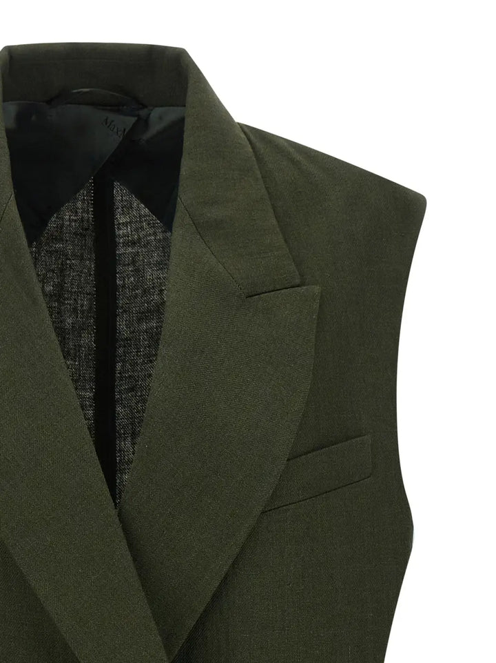 Max Mara Bicolor Linen Sleeveless Jacket