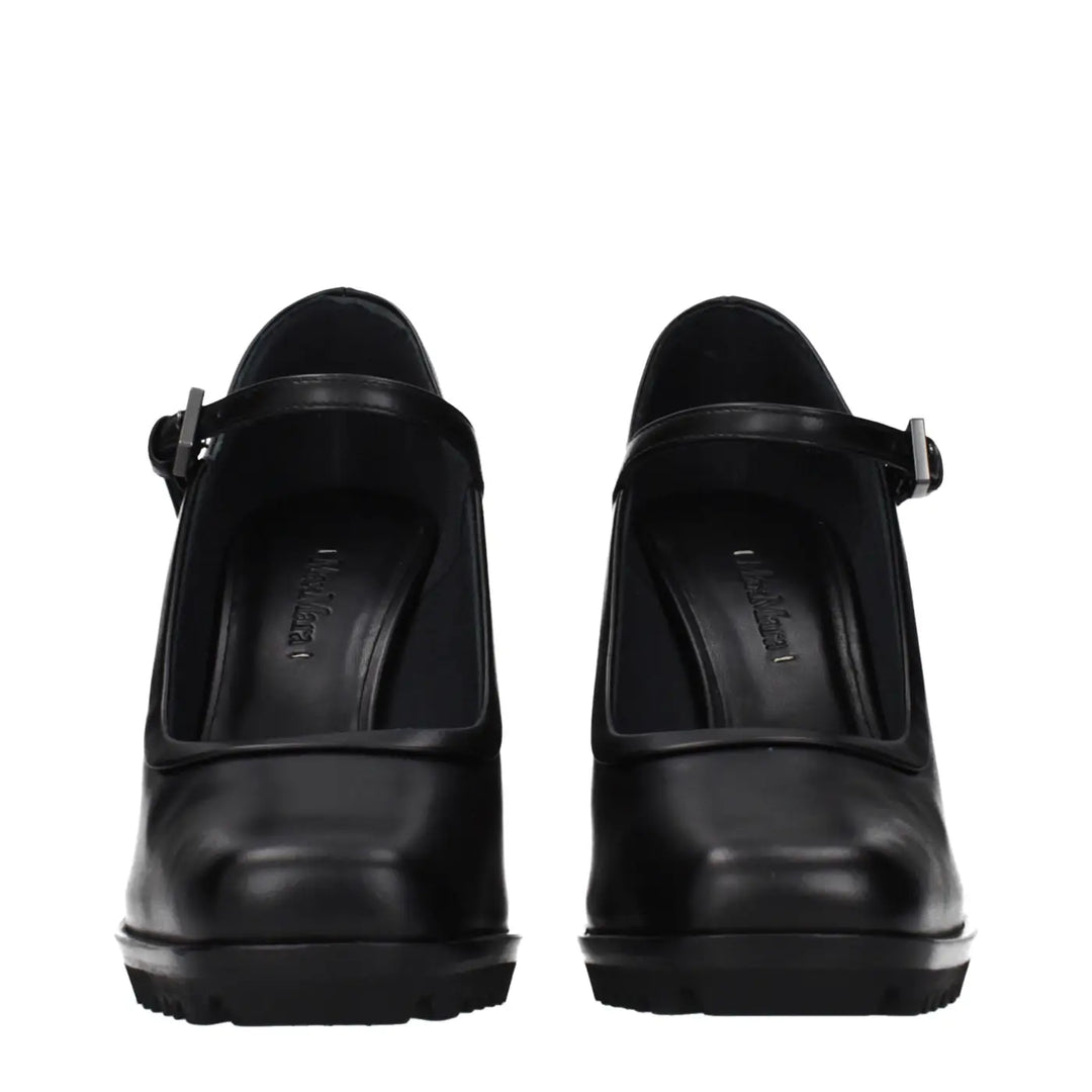 Max Mara Black Leather High Heel Pumps