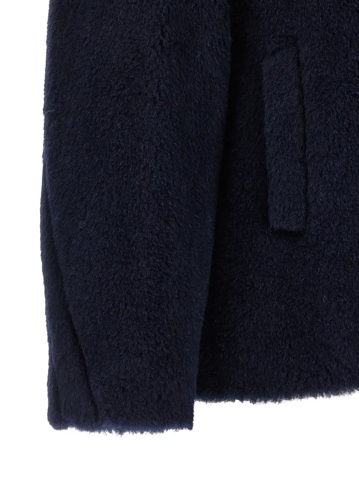 Max Mara Blue Alpaca Leather Coat