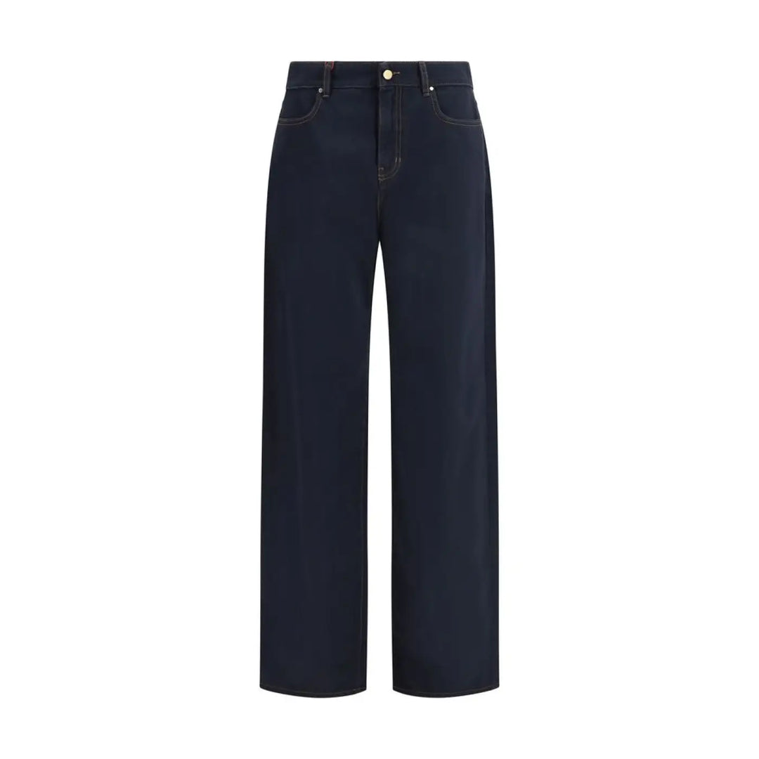 Max Mara Blue Cotton Casual Pants