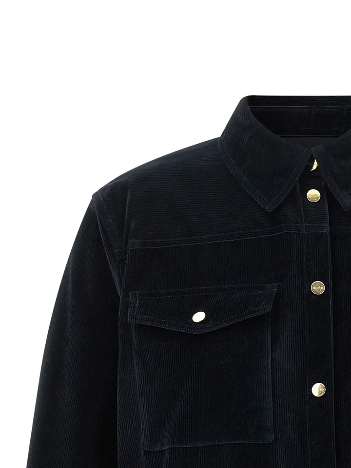 Max Mara Blue Cotton Full-length Jacket