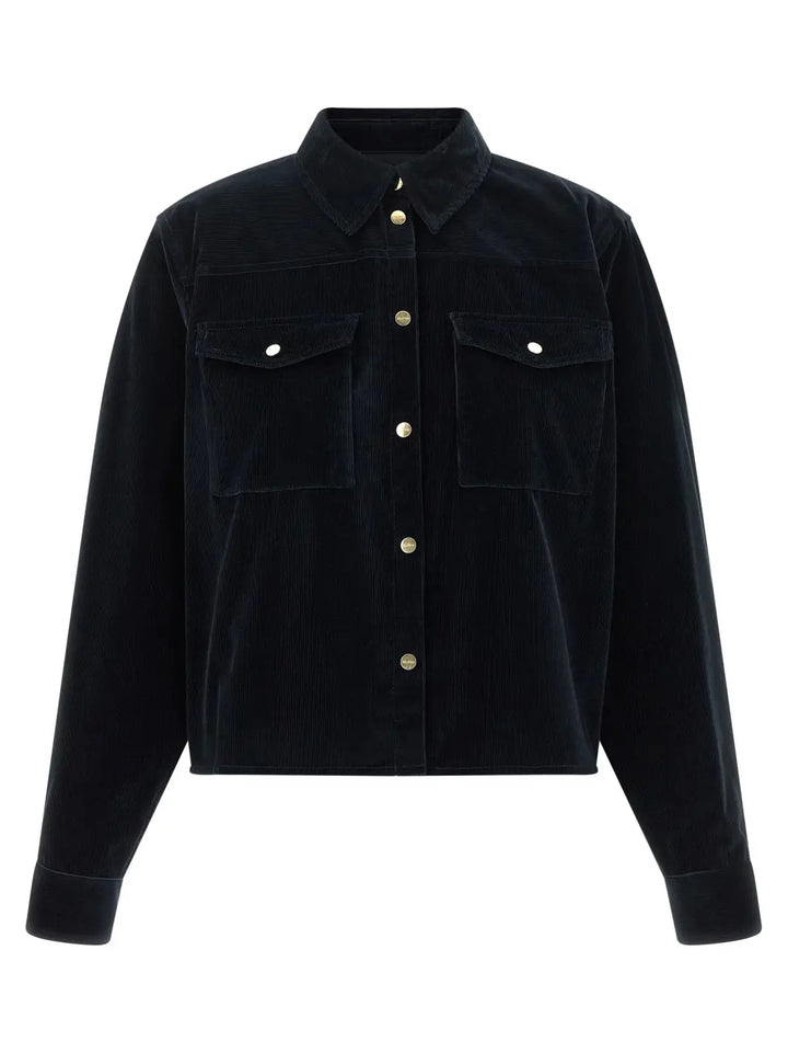 Max Mara Blue Cotton Full-length Jacket