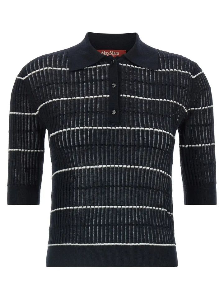 Max Mara Blue Silk Polo Shirt