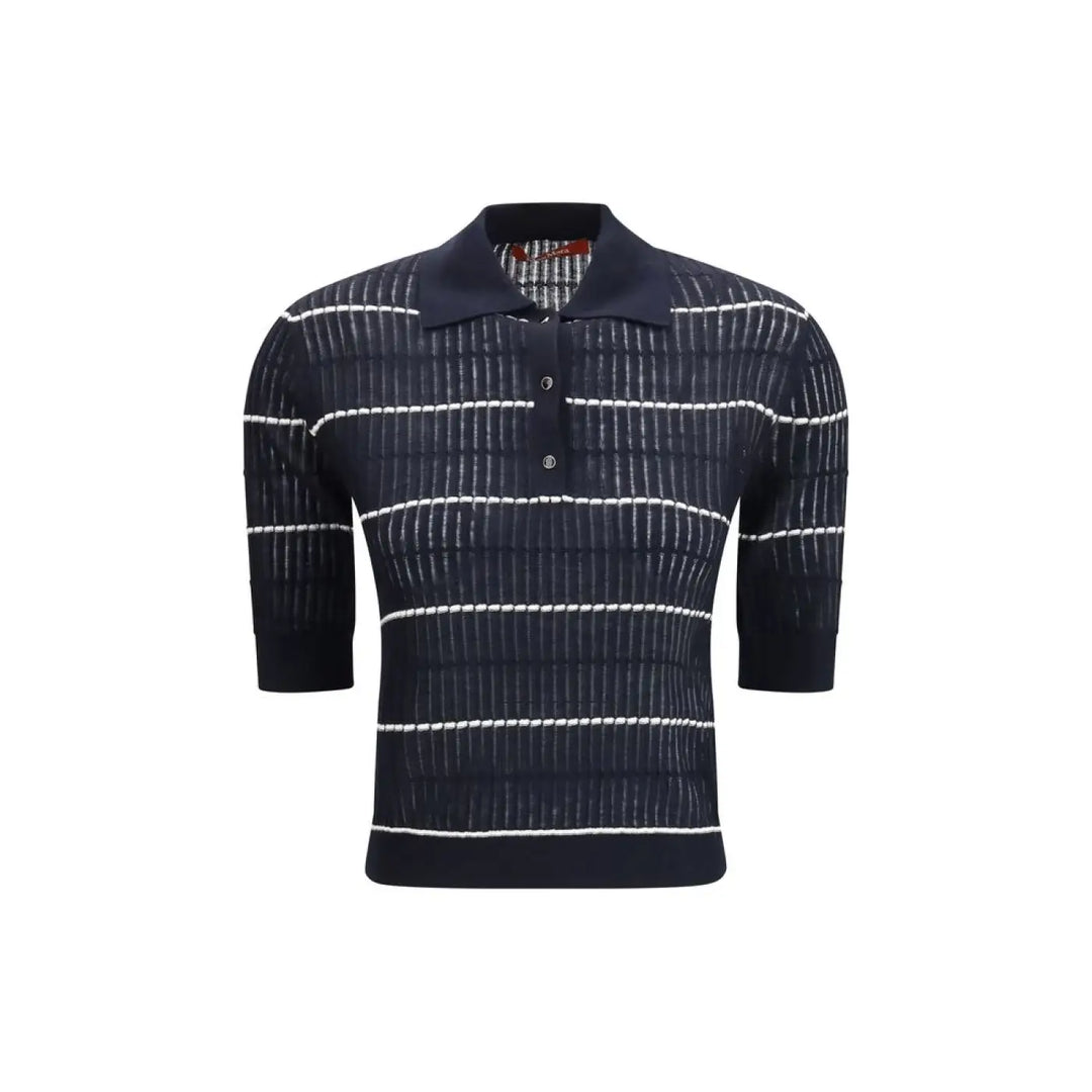 Max Mara Blue Silk Polo Shirt