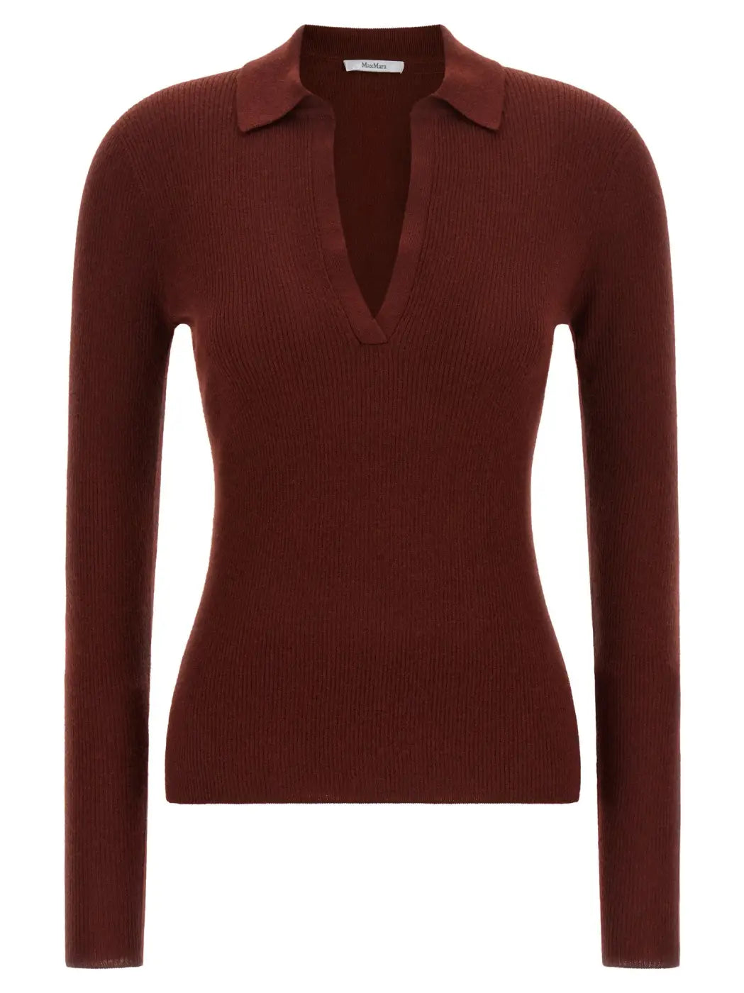 Max Mara Bordeaux Cashmere Polo Shirt