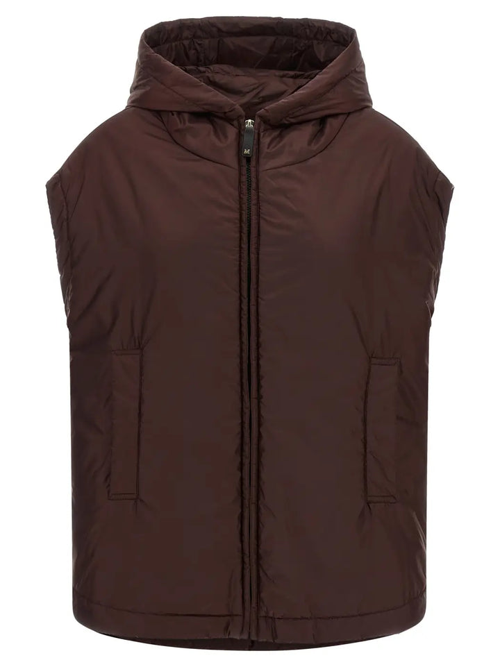Max Mara Bordeaux Polyester Sleeveless Jacket