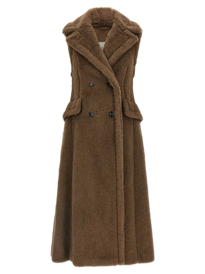 Max Mara Brown Alpaca Leather Coat