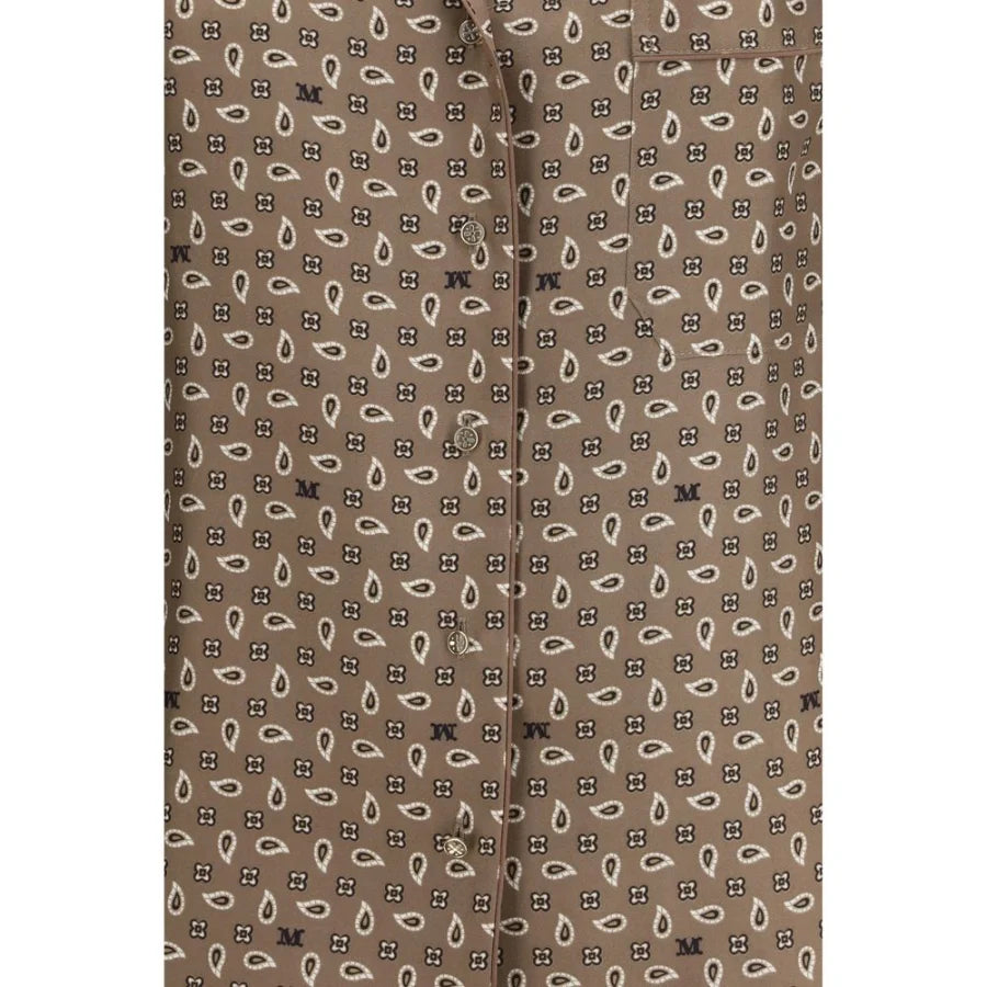 Max Mara Brown Silk Pattern Shirt