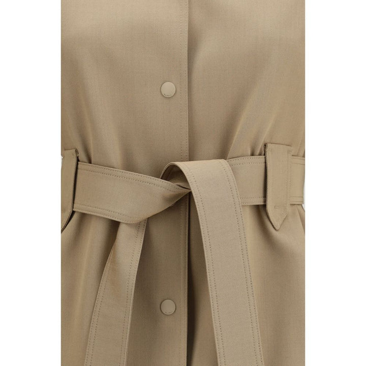 Max Mara Coats &amp; Jackets - Brown Wool Oves Aries Sleeveless Jacket