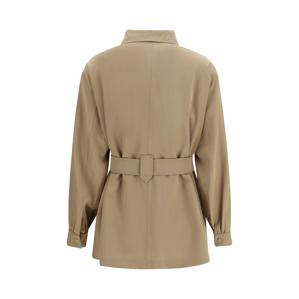 Max Mara Coats &amp; Jackets - Brown Wool Oves Aries Sleeveless Jacket