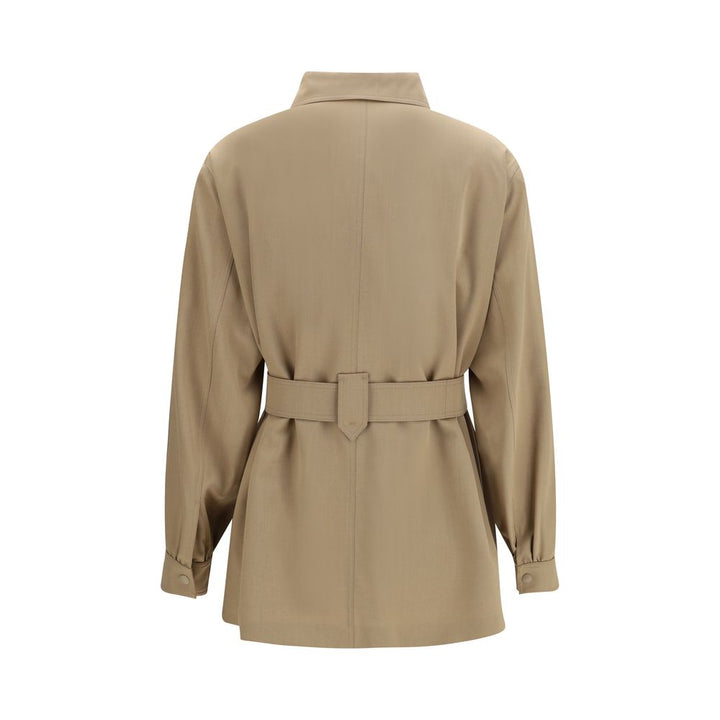 Max Mara Coats &amp; Jackets - Brown Wool Oves Aries Sleeveless Jacket