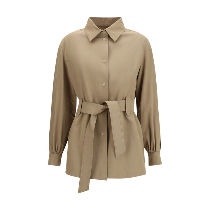Max Mara Coats &amp; Jackets - Brown Wool Oves Aries Sleeveless Jacket