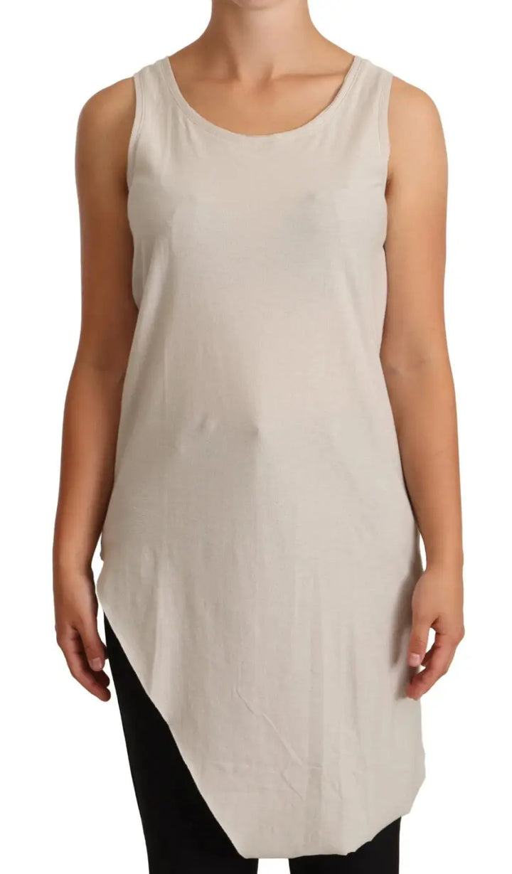 Max Mara Light Gray 100% Cotton Sleeveless Razor Back Tank Top