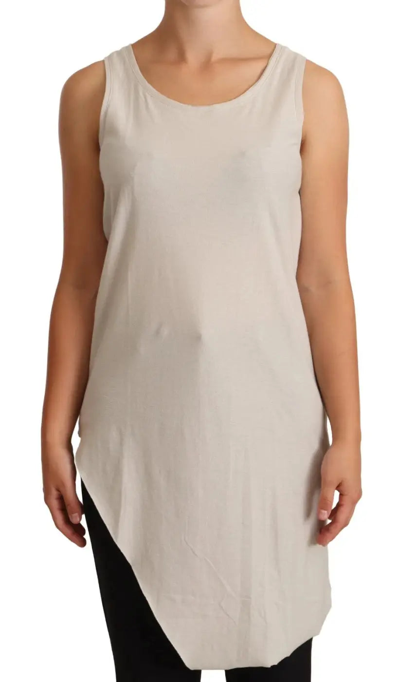 Max Mara Light Gray 100% Cotton Sleeveless Razor Back Tank Top