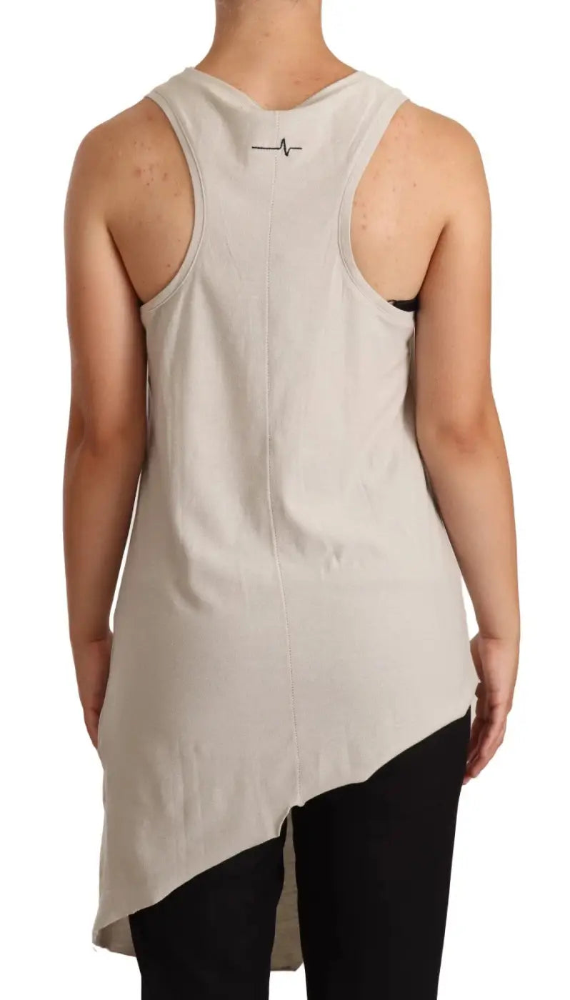 Max Mara Light Gray 100% Cotton Sleeveless Razor Back Tank Top